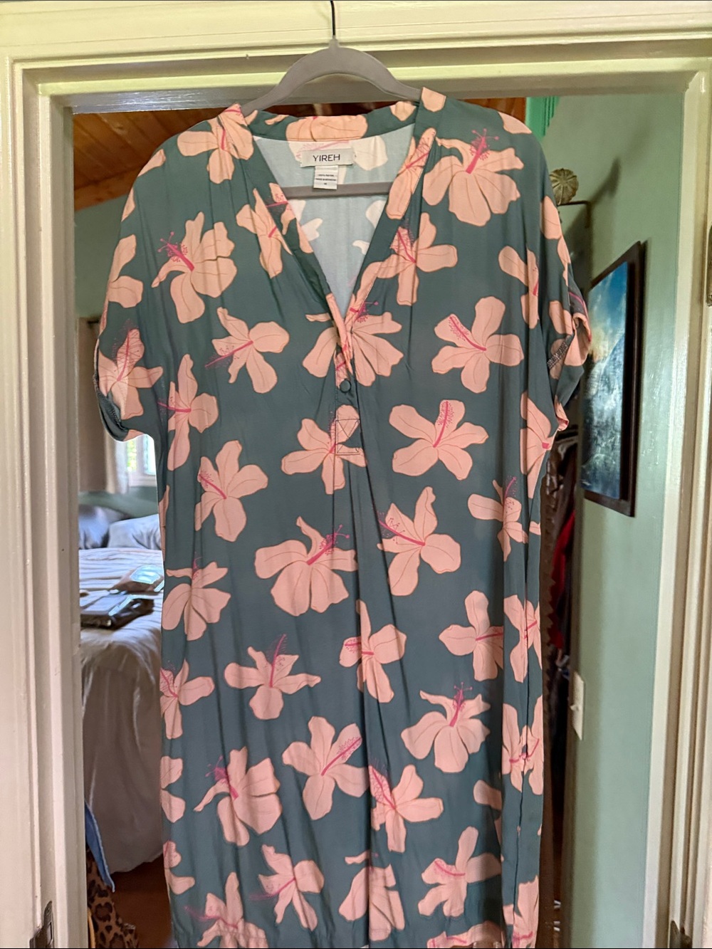 YIREH Momi Dress in Koki'o Blossom (Teal)